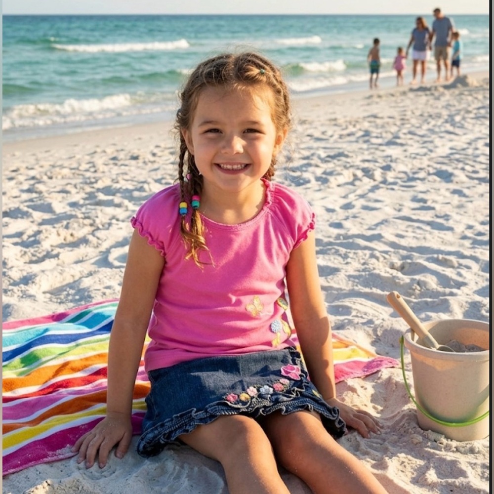NWT Gymboree Summer Palm Spring Embroidered floral Top Denim Skort Set Girl 4T
